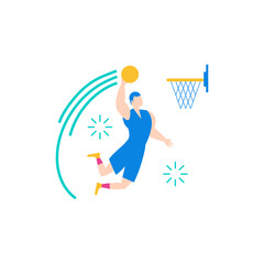 Basketball Slam Dunk.Basketball player dunking the ball isolated on transparent background.
