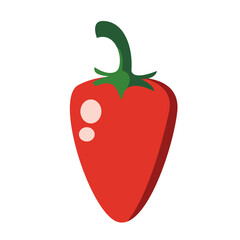 Red chili pepper with green stem. Perfect for spice illustrations, cooking designs, or hot food branding.