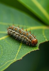Close-Up of Caterpillar on Teak Tree
