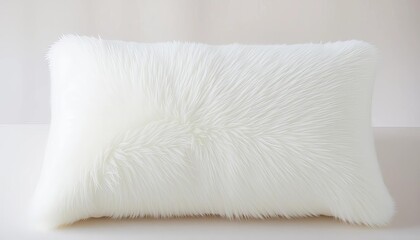 Obraz premium Soft, fluffy white pillow on a neutral background, background, cushion