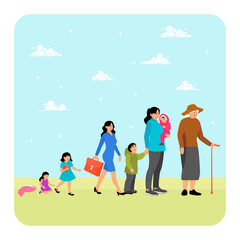 Aging Concept. Human Growth Stages Showing Different Ages of Woman Life.