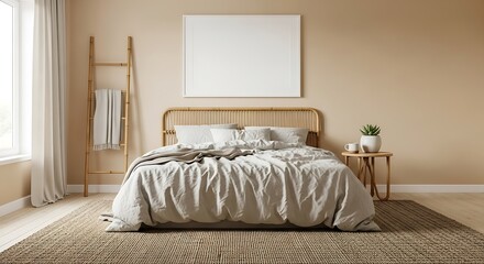 Modern bedroom interior design neutral tones cozy ambiance