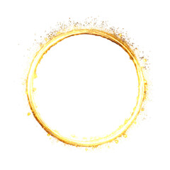 Glowing golden light circle isolated on white background. 