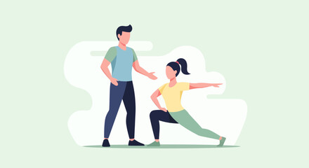 Personal Trainer Guiding Woman in Exercise A Healthy Lifestyle and Fitness Concept