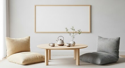 Modern living room with comfortable seating and coffee table decor