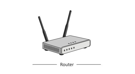 Fototapeta premium Sleek Vector Illustration of a Modern Wireless Router for Network Connectivity
