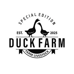 Duck logo black silhouette design livestock concept farm animal duck silhouette design for product brand, poster, symbol, icon templet illustration