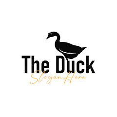 Duck logo black silhouette design livestock concept farm animal duck silhouette design for product brand, poster, symbol, icon templet illustration