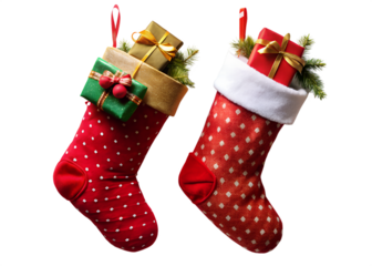 Christmas stocking isolated on transparent background