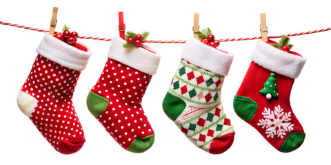 Christmas stocking isolated on transparent background