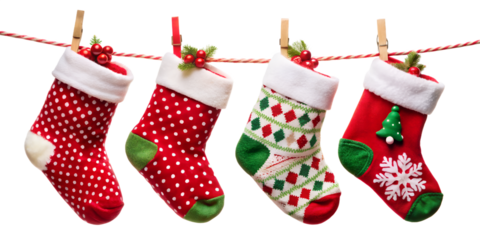 Christmas stocking isolated on transparent background