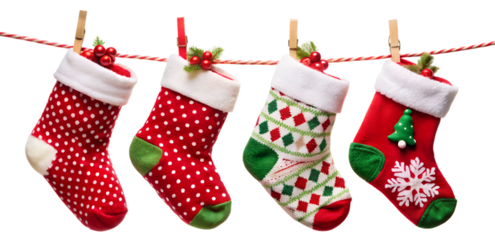 Christmas stocking isolated on transparent background