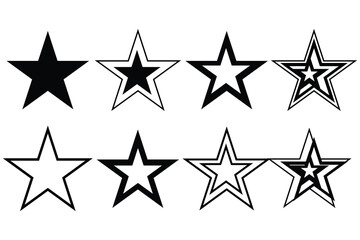 Stars vector icon collection. Different star shapes. Black stars icon set. Star vector isolated icon on white background. Vector illustration. 
