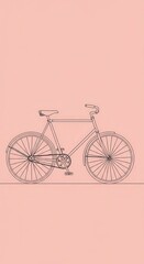 A simple line drawing of a vintage bicycle against a pastel pink background evokes a sense of calm and nostalgia.