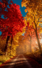 Autumn forest in the morning