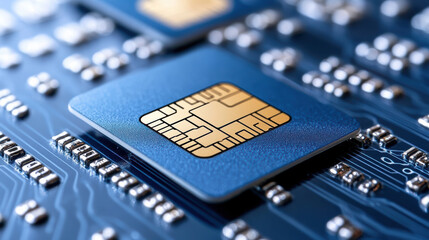 Close up of microchip with encryption technology circuit board, showcasing advanced security