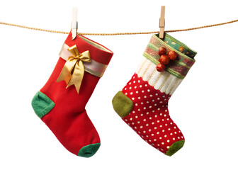 Christmas stocking isolated on transparent background