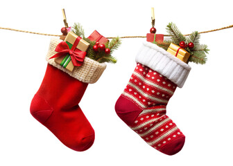 Christmas stocking isolated on transparent background