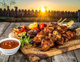 Grilled skewers with vegetables