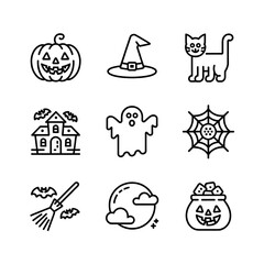 Fototapeta premium Halloween and Spooky Icons Set for Festivals, Decorations, and Celebrations