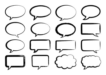 Collection of Hand-Drawn Speech Bubbles and Thought Bubbles