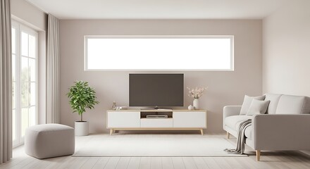 Fototapeta premium Modern Minimalist Living Room Interior Design.