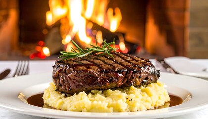Grilled steak with mashed potatoes (5)