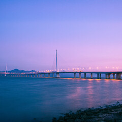 beautiful sunrise and sunset near the bridge