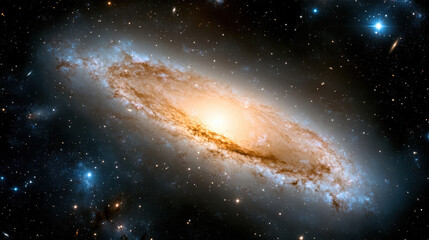 Fototapeta premium Stunning view of spiral galaxy with bright core and swirling arms, showcasing cosmic beauty