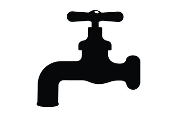 Water faucet silhouette vector, water tap silhouette, water faucet icon vector illustration