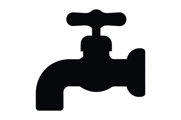 Water faucet silhouette vector, water tap silhouette, water faucet icon vector illustration