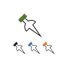 Pin Icon Set &ndash; Blue, Orange, Green, and Black Map Location Markers