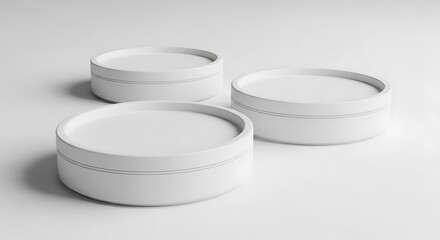 Three White Round Ceramic Coasters.