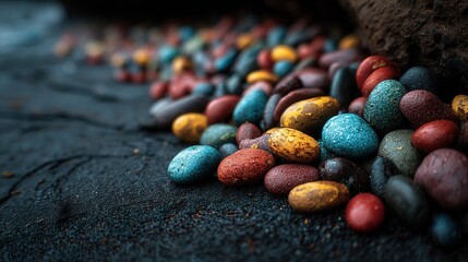 colorful pebbles on plain background