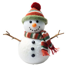 Christmas snowman isolated on transparent background