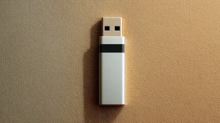 silver usb on plain background