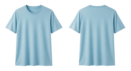 Stylish Blue T-Shirt Front and Back Views for Versatile Design and Apparel Mockup