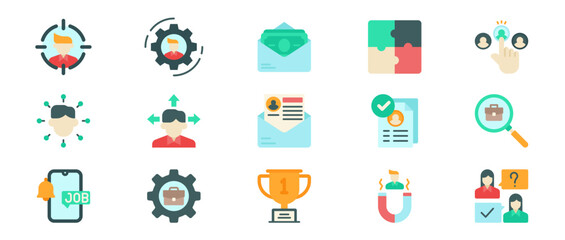 Fototapeta premium Collection Of Colorful Modern Business Icons Representing Business Management And Communication In Digital Format Themes. Vector Illustration Set