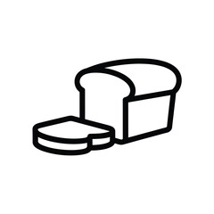 Simple outline drawing of a loaf of bread with one slice