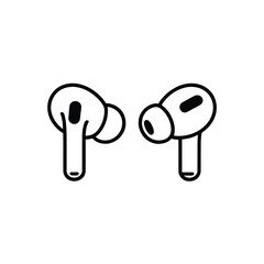 Minimalist line art icon of wireless earbuds