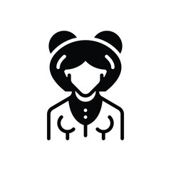 Black solid icon for girl