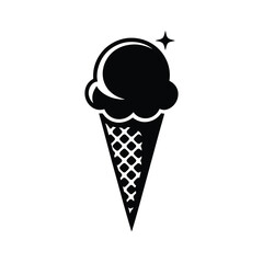 Black silhouette of an ice cream cone with a sparkle