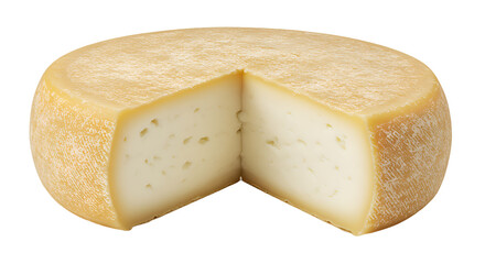 A Delectable Wheel of Cheese, Expertly Cut to Reveal Its Creamy Texture