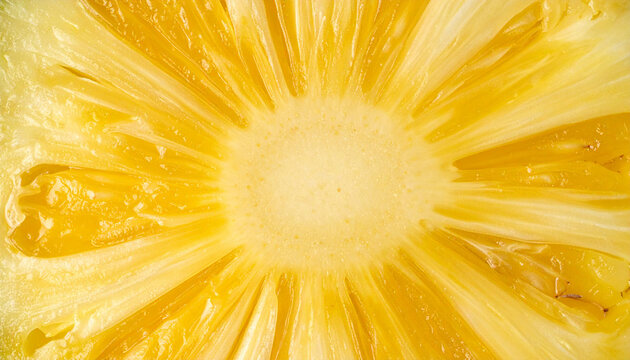 Close-up of a cross section of a pineapple sliced ​​into rings - Powered by Adobe