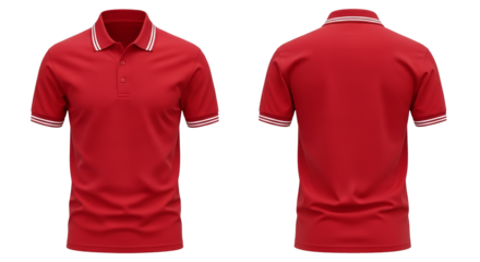 Black T-Shirt with Red Trim Front and Back View - Ideal for Design Mockups and Apparel