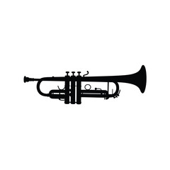 Naklejka premium Silhouette of a classic brass trumpet on a white background