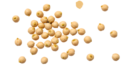 Numerous Dried Chickpeas Scattered Across a Glitched Horizontal Striped Background