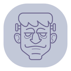 Halloween-themed line icon depicting Frankensteins face
