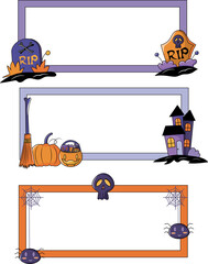 Happy Halloween frame set. Mystical magic collection clip art hand drawing style. creative contemporary aesthetic doodle elements. 