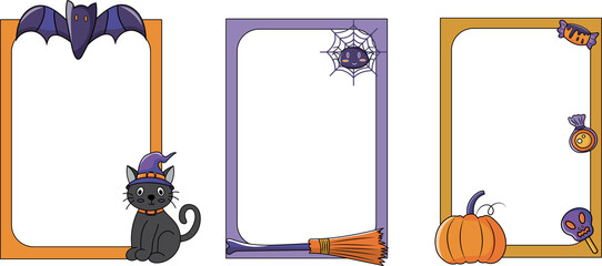 Happy Halloween Frame set. creative contemporary aesthetic doodle elements. 